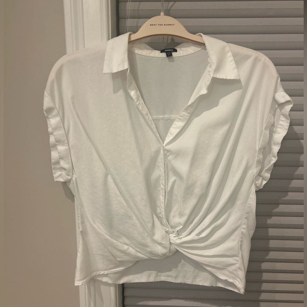 Express White Twist Front Blouse